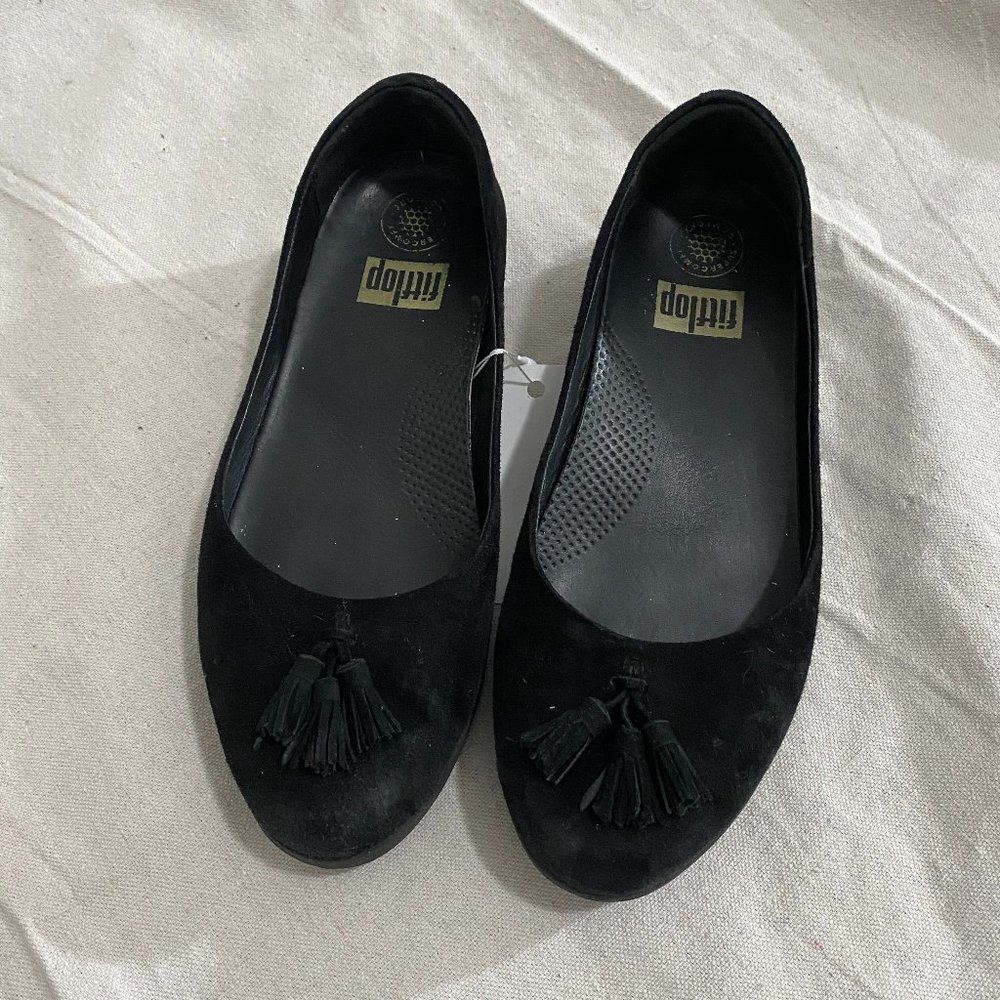 Fitflop Suede Tassle Platform Ballerina Flats